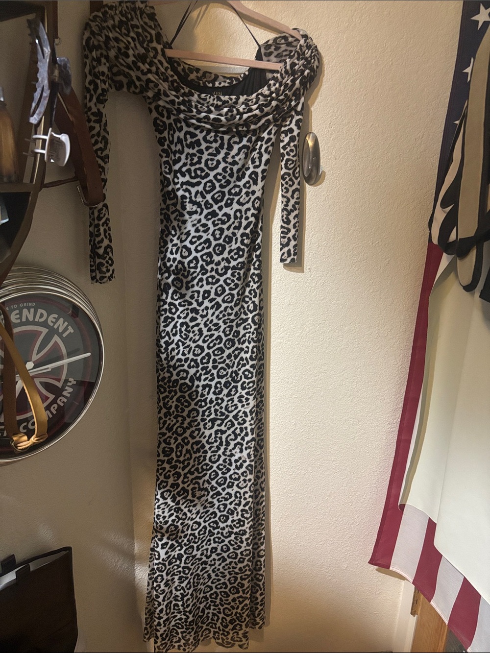 AFRM Black and White Leopard-Print Maxi Dress